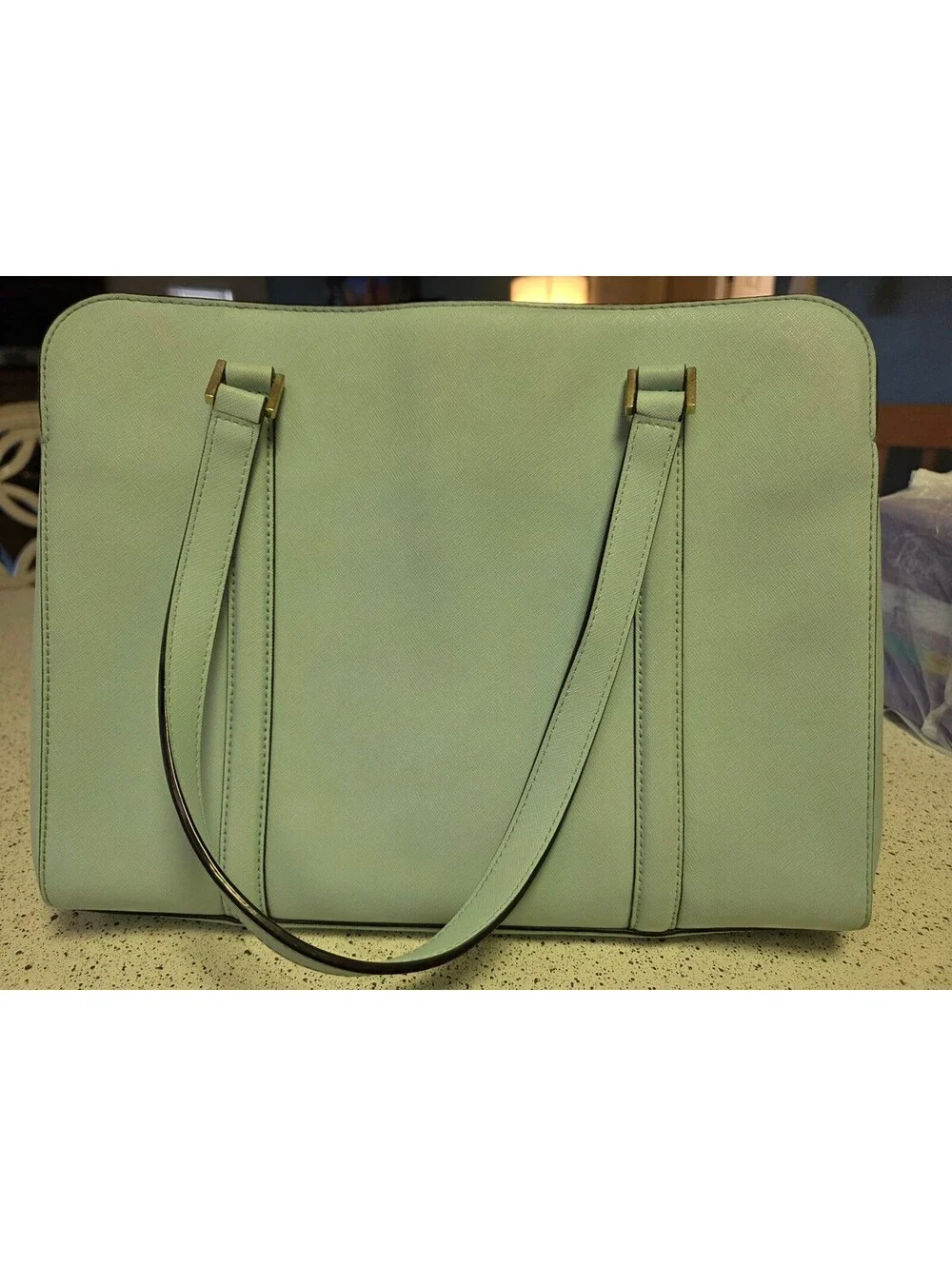 Kate Spade New York Mint Green Saffiano Leather Tote Bag